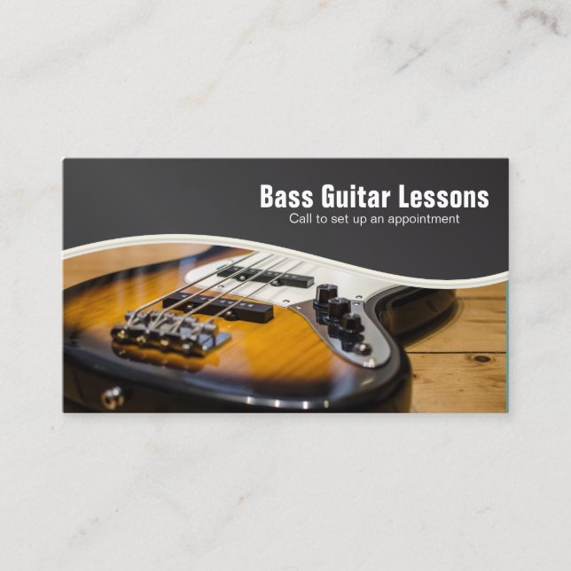 Bass Guitar Lessons and Music Instructors 🎸 Business Card (Front)