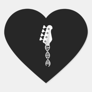 Bass Guitar Player Bassist Heart Sticker