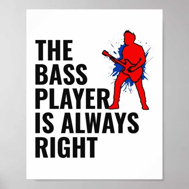 Bass Guitar Player Music Musician Bassist Retro Poster (Front)