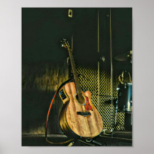 Bass guitar player poster