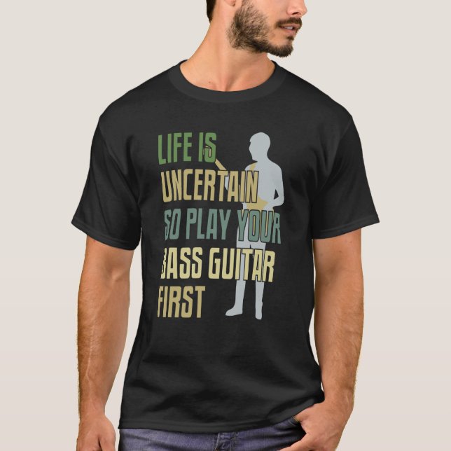 Bass Guitar Player Retro Style T-Shirt (Front)