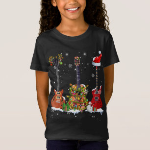 Bass Guitar Player Santa Hat Reindeer Guitar Lover T-Shirt