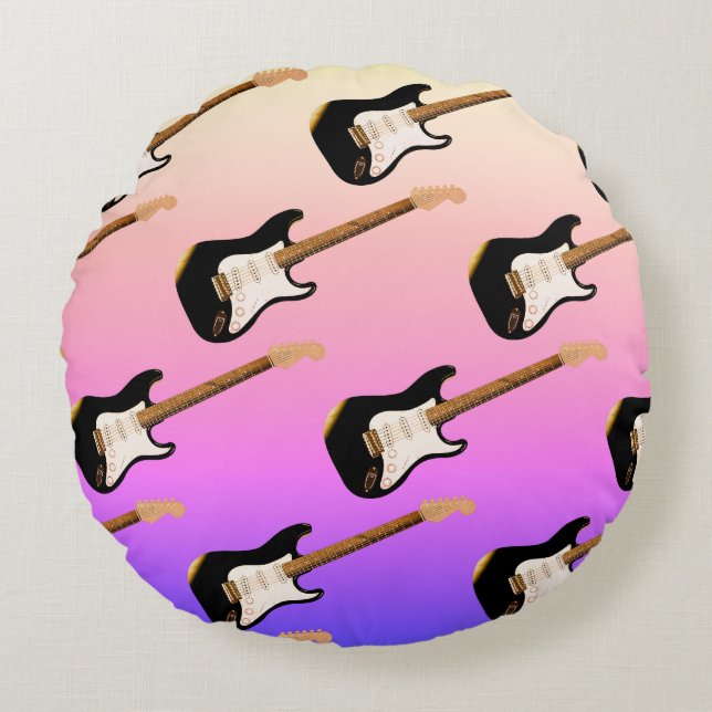 Bass , Guitar Round throw cushion (Front)