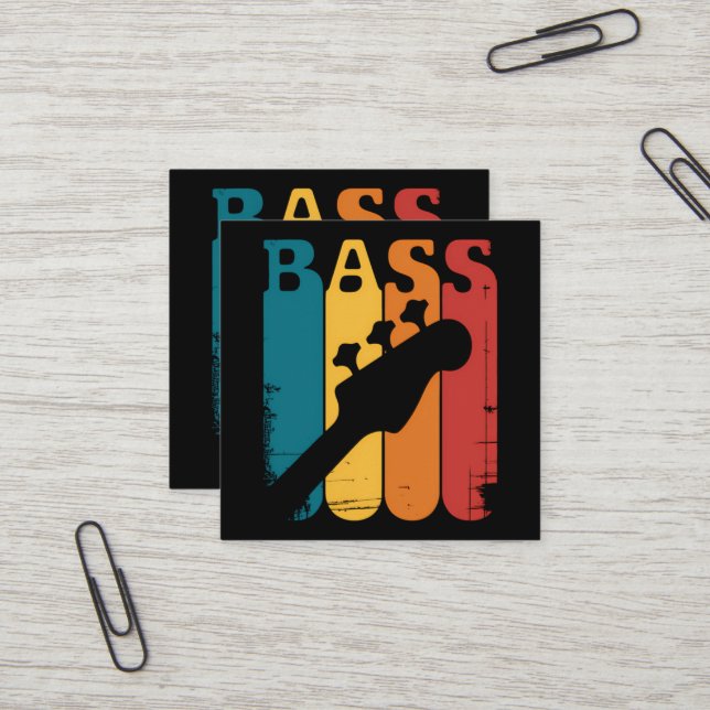 Bass Guitar Square Business Card (Front/Back In Situ)