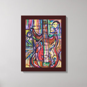 Bass Guitar Stretched Canvas Print by ValAries