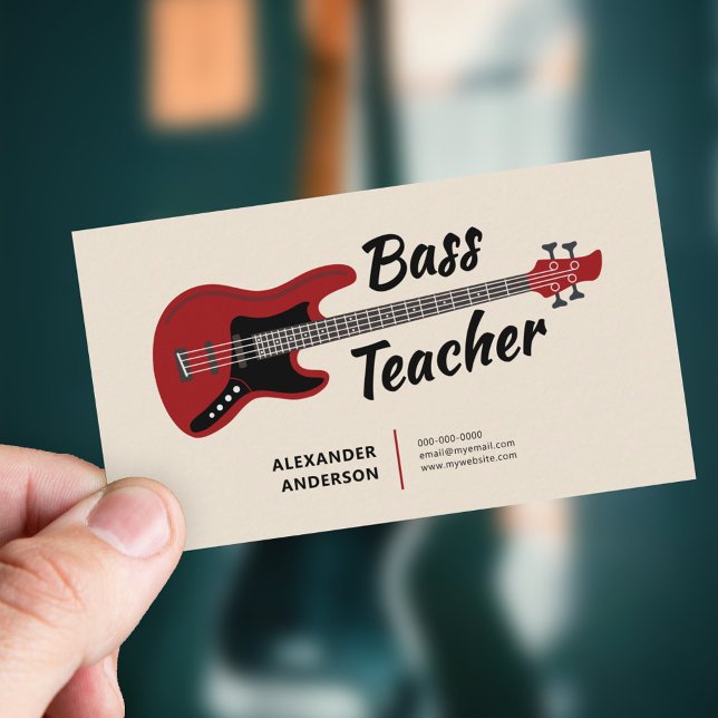 Bass Guitar Teacher  Business Card (Bass Guitar Teacher Business Card)