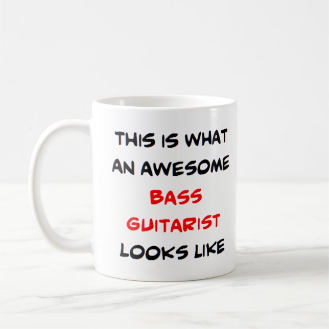 bass guitarist, awesome coffee mug (Left)