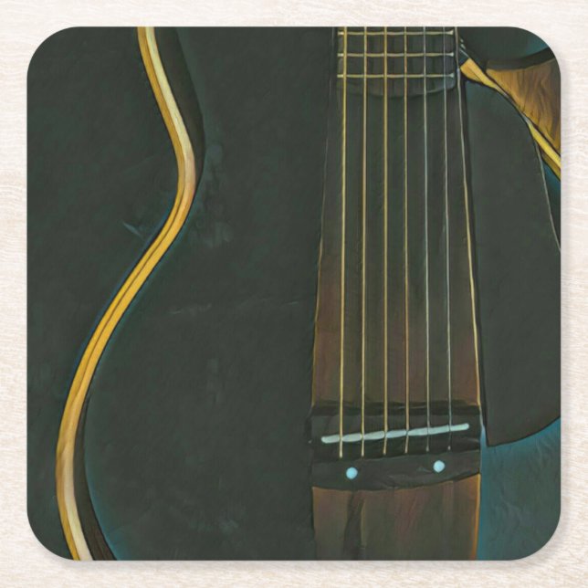 Bass guitarist gift square paper coaster (Front)