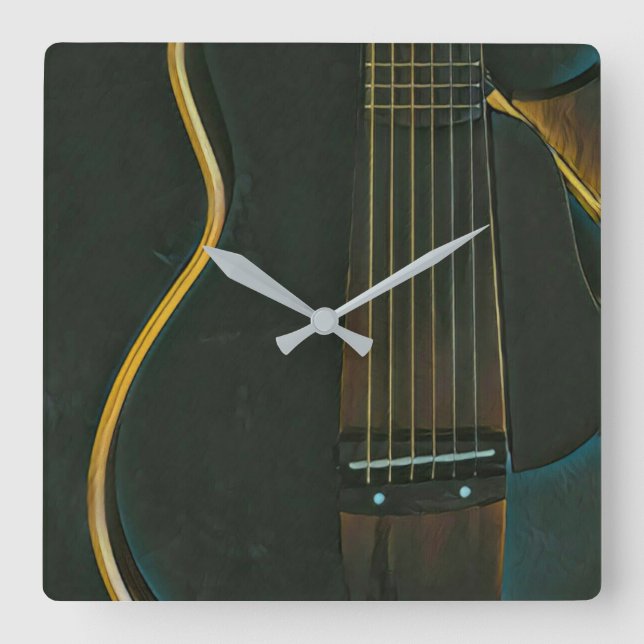 Bass guitarist gift square wall clock (Front)