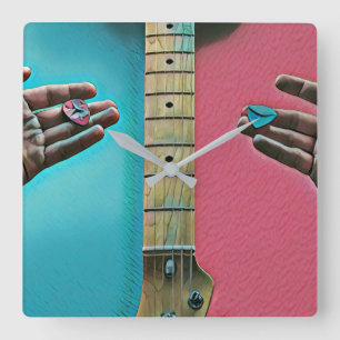Bass guitarist gifts square wall clock
