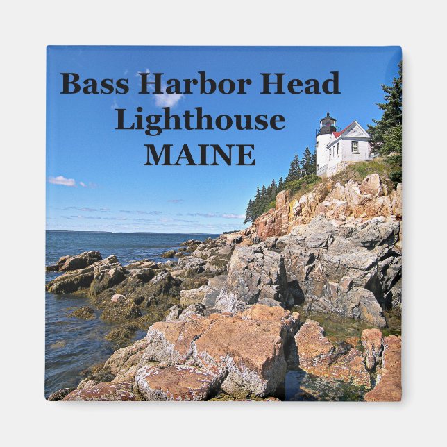 Bass Harbour Head Lighthouse, Maine Square Magnet (Front)