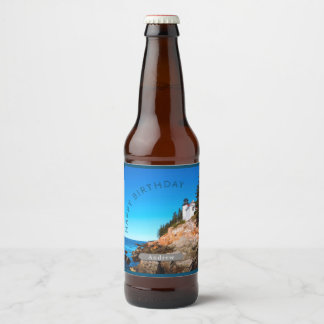 Bass Harbour Lighthouse Birthday Acadia NP  Beer Bottle Label