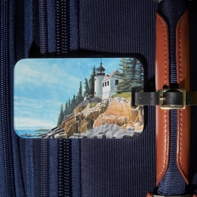 Bass Harbour Lighthouse Luggage Tag (Front Insitu 4)