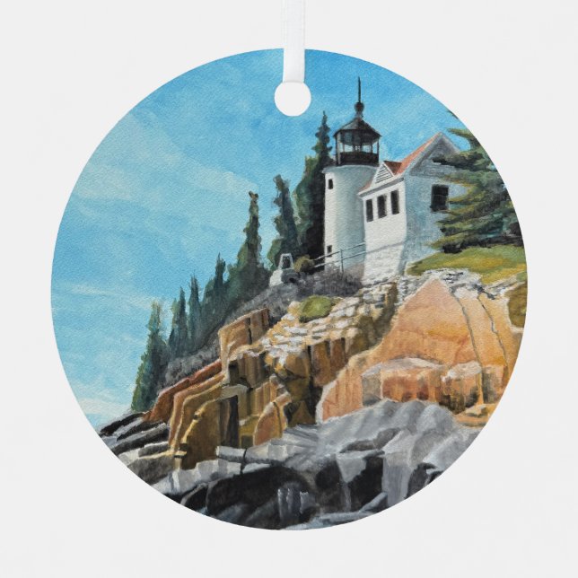 Bass Harbour Lighthouse Metal Tree Decoration (Front)