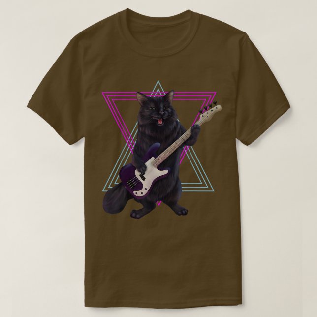 Bass kitty  cat playing the bass guitar rock and r T-Shirt (Design Front)