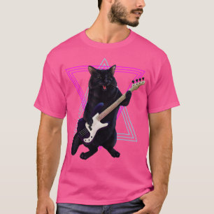 Bass kitty  cat playing the bass guitar rock and r T-Shirt