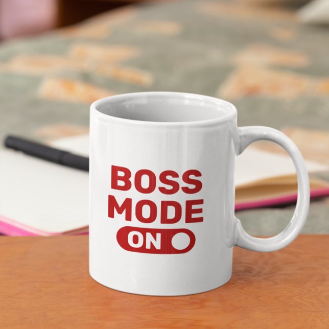 Bass Mode On-Red Typography Coffee Mug (Creator Uploaded)