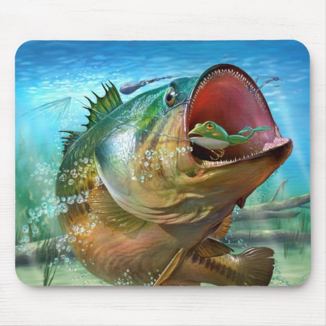 BASS ON A LURE MOUSEPAD FOR COMPUTER (Front)