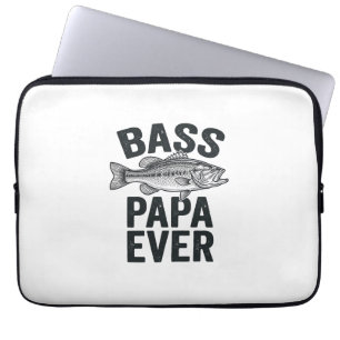 Bass Papa Ever Vintage Fishing Dad Shirt Design_1 Laptop Sleeve