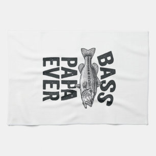 Bass Papa Ever Vintage Fishing Dad Shirt Design_1 Tea Towel