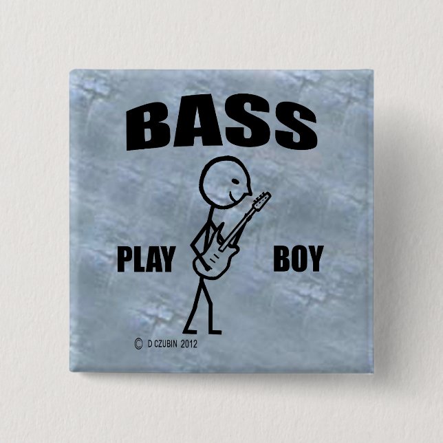 Bass Play Boy 15 Cm Square Badge (Front)