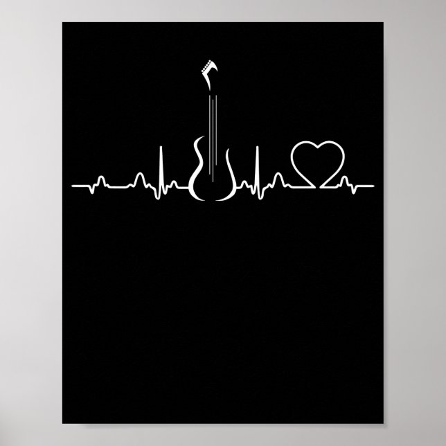 Bass Player Bass Guitar Heartbeat Music Instrument Poster (Front)