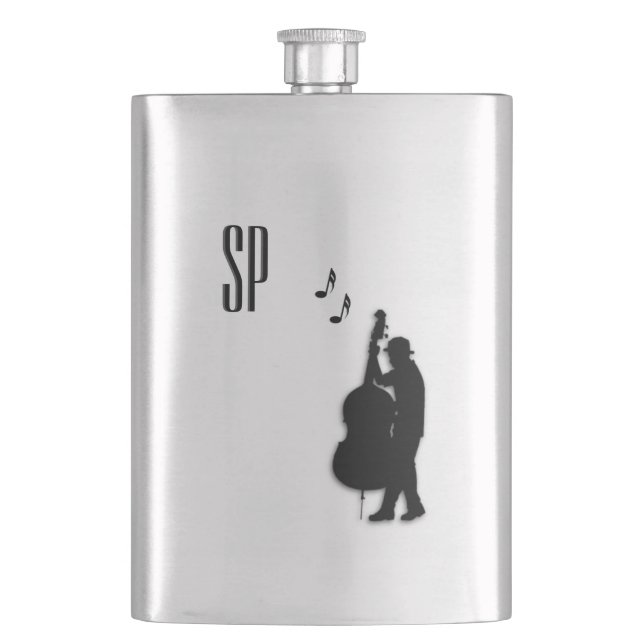 Bass Player Monogram Hip Flask (Front)