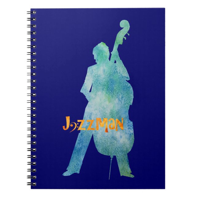 Bass Playing Jazzman Spiral Notebook (Front)