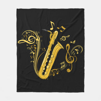 Bass Saxophone Player Orchestra Bass Saxophone Fleece Blanket