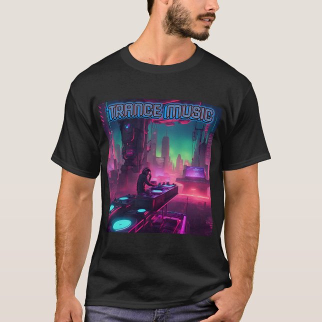 Bass Techno Trance Raves DJ Graphic - Futur Vibes T-Shirt (Front)