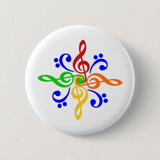 Bass & Treble Clef Design 6 Cm Round Badge (Front)