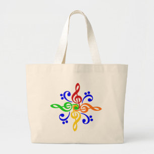 Bass & Treble Clef Design Large Tote Bag