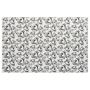 Bass Treble Clef Hearts Music Notes Pattern Fabric