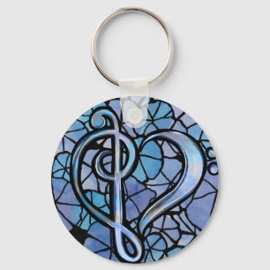 Bass Treble Clef Note Music Heart Love Key Ring