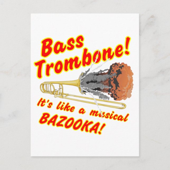 Bass Trombone Musical Bazooka Postcard (Front)