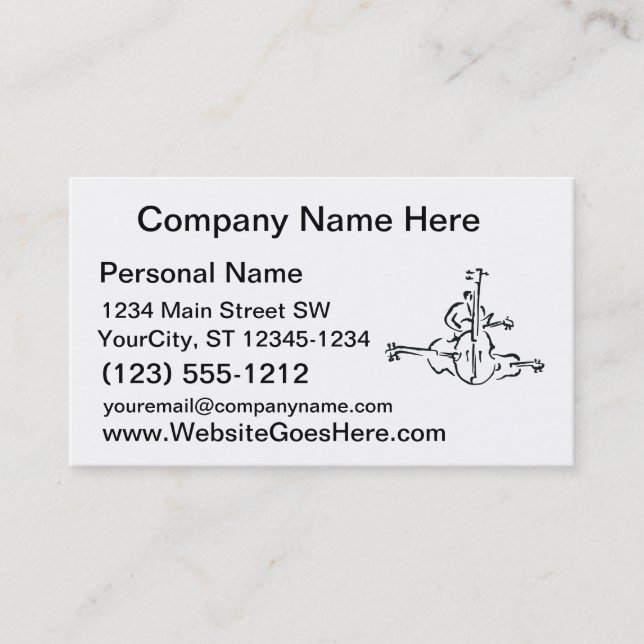 Bass, Upright and Electric Outlines with Man Business Card (Front)