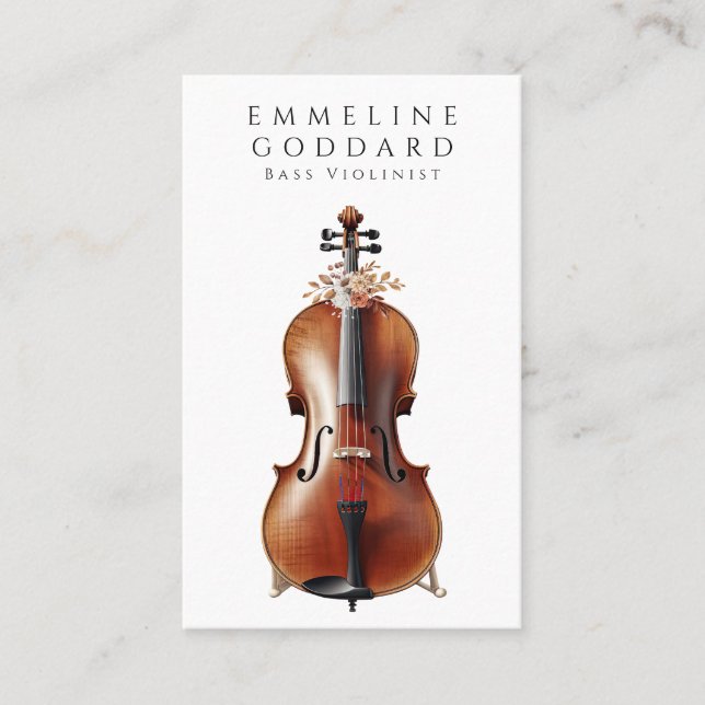 Bass Violin Music Teacher Musician Business Card (Front)