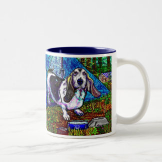 Basset Camping Two-Tone Coffee Mug