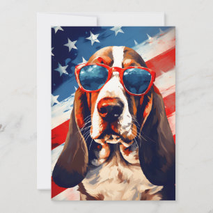 Basset Hound 4th of July Independence day Holiday Card