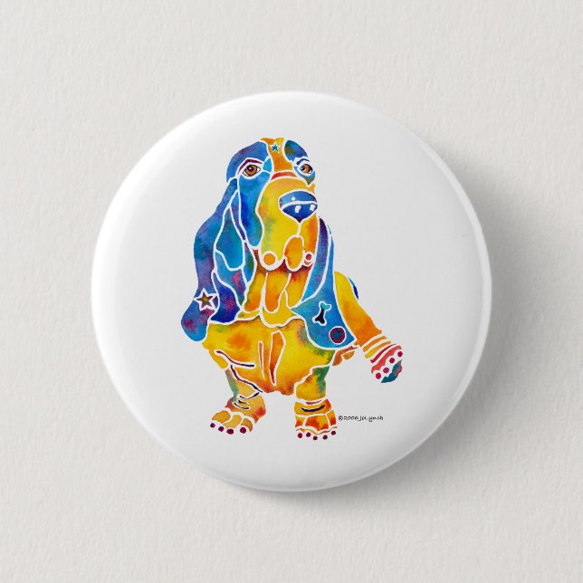 Basset Hound 6 Cm Round Badge (Front)