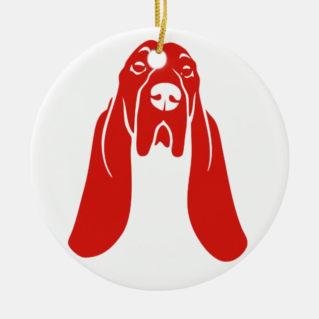 BASSET HOUND [8] CERAMIC TREE DECORATION (Front)