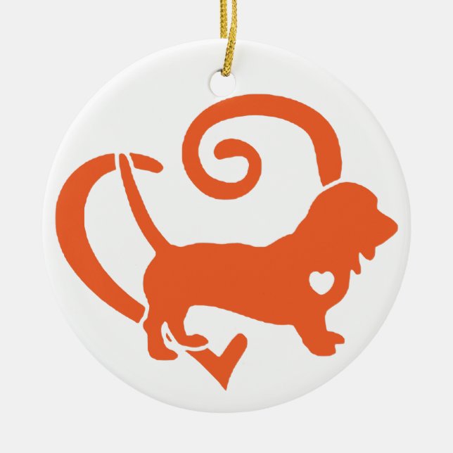 BASSET HOUND [9] CERAMIC TREE DECORATION (Front)
