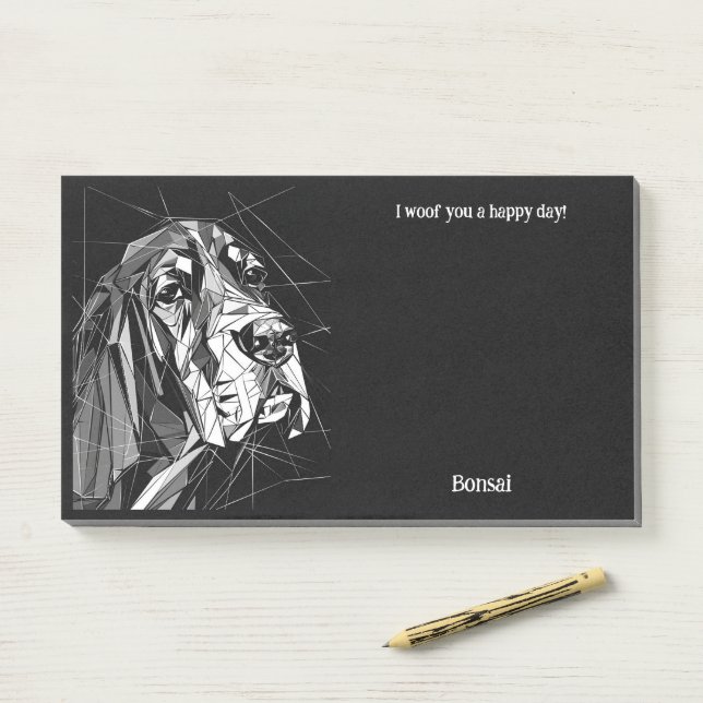 Basset Hound Abstract Art Dog Name  Post-it Notes (On Desk)