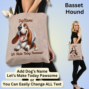Basset Hound - Add Dog's Name, Change Text Tote Bag