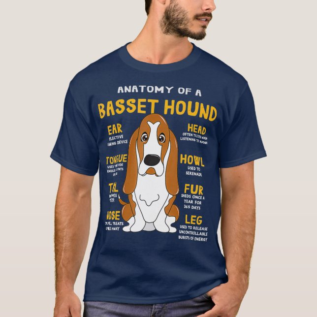 Basset Hound Anatomy Funny Dog Mum Dad Cute Gift T-Shirt (Front)