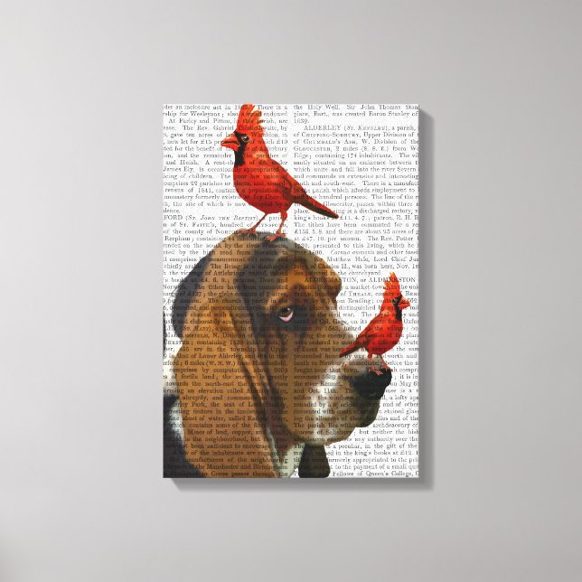 Basset Hound and Birds Canvas Print (Front)