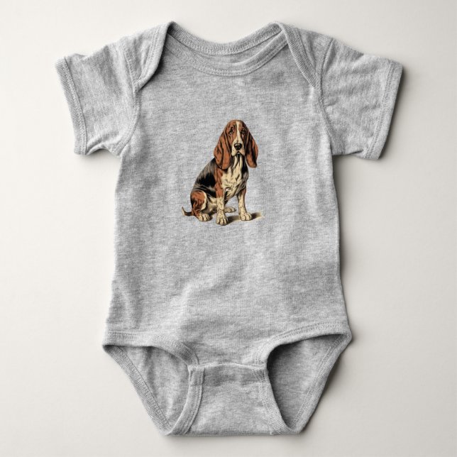 Basset Hound Baby Bodysuit (Front)