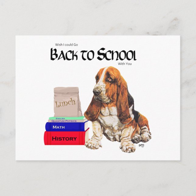 Basset Hound Back to School Postcard (Front)