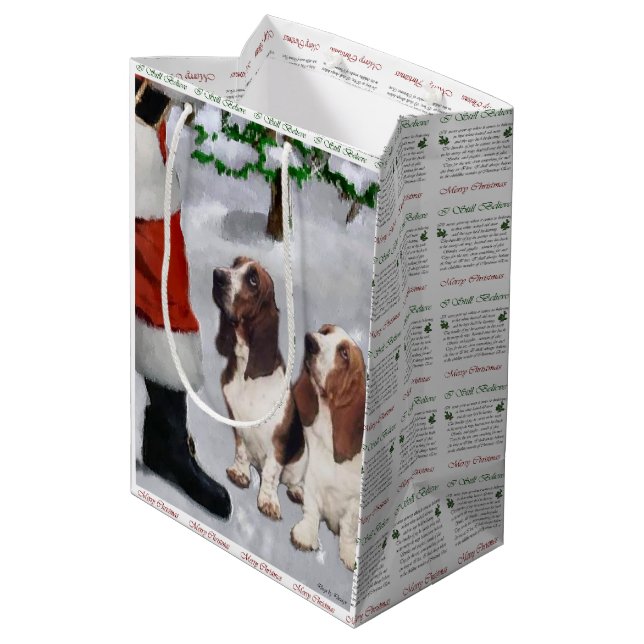 Basset Hound Believe Christmas Medium Gift Bag (Back Angled)