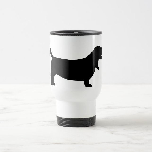 Basset Hound (black) Travel Mug (Center)